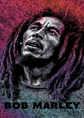 Bob Marley Portrait with Colorful Background