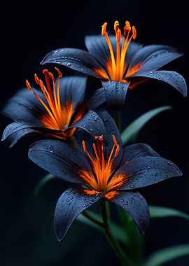 Dark Lilies with Orange Centers