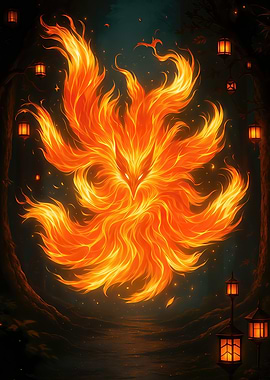 Nine-tailed Fox Spirit in Forest