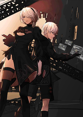 2B and 9S from Nier Automata