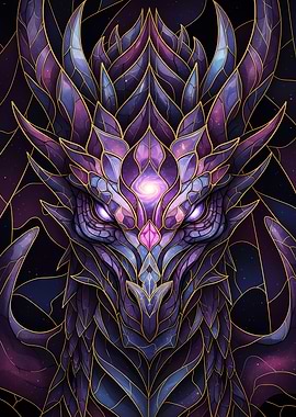 Stained Glass Dragon with Galaxy Details
