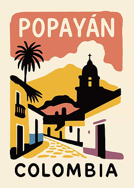 Popayan Colombia Travel Poster