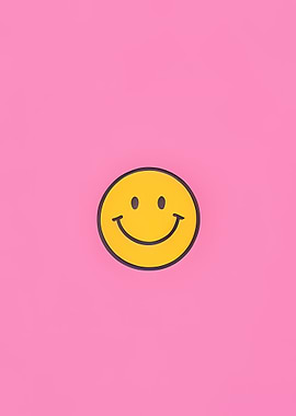 Yellow Smiley Face on Pink Background