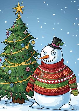Festive Snowman Christmas Tree