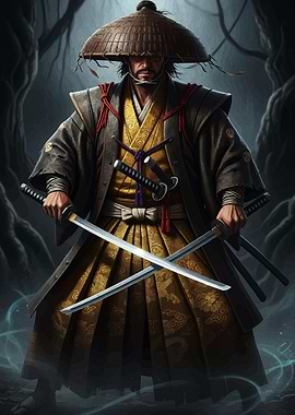 Samurai Warrior with Dual Katanas