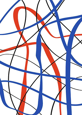 Abstract Lines: Red, Blue, and Black