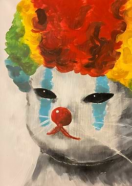 Clown Cat Painting