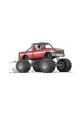 Astronaut driving a monster truck