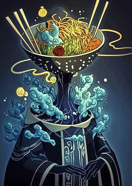 Ramen Head Character Illustration