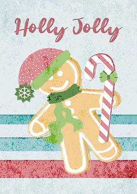 Xmas Christmas Holly Jolly Gingerbread Man