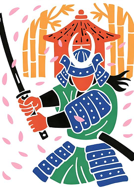 Samurai Warrior with Sword and Armor