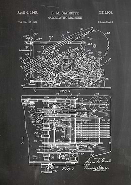 Calculating Machine Patent Blueprint