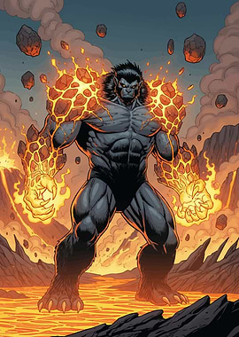 Monster with fiery hands