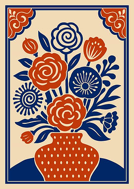 Floral Arrangement in Vase Illustration