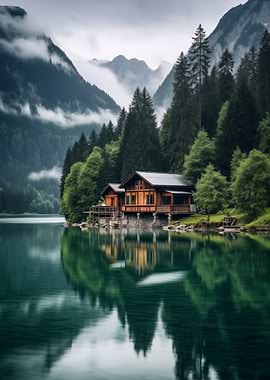 Lakeside Cabin in Mountains