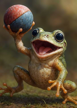 Game On - Frog Playing Ball