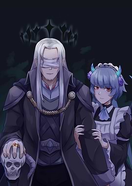 Blindfolded Man with Maid Anime Style