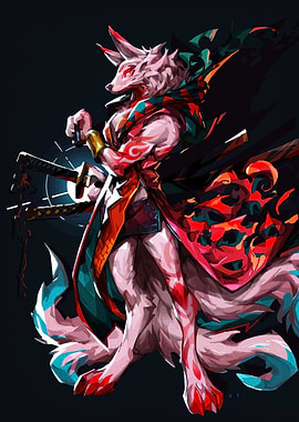 Fox Spirit Warrior with Swords