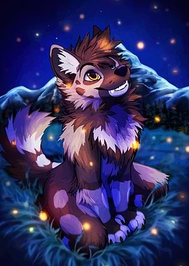 Furry Character in Night Scene