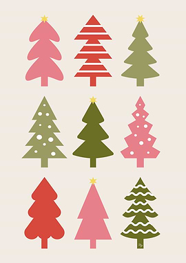 Colorful Christmas Trees