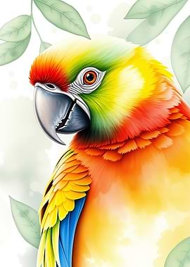 Colorful Parrot Watercolor Painting