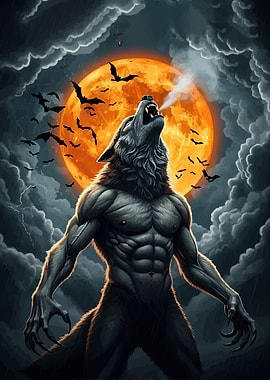 Werewolf Howling Moon