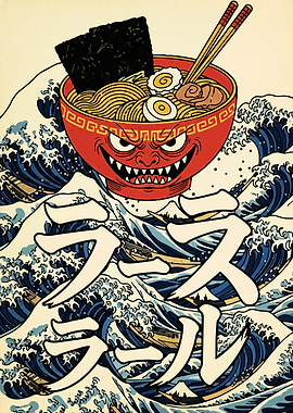Ramen Bowl Demon on Ocean Waves