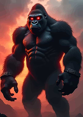 Fierce Gorilla Red Eyes