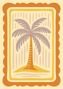 Palm Tree Illustration in Decorative Frame