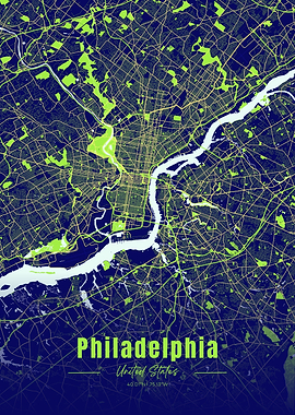 Philadelphia City Map Art