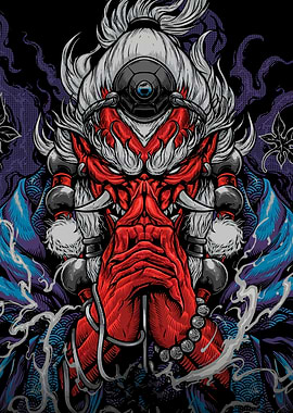 Red Oni Digital Art Illustration