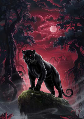 Black Panther in Red Forest