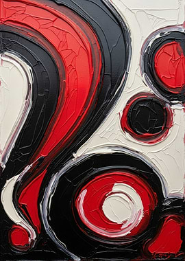 Abstract Red, Black, and White Painting