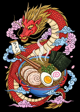 Dragon Ramen Bowl Illustration