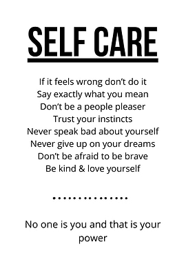 Self Care Inspirational Text Art