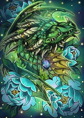 Dragon with Flowers