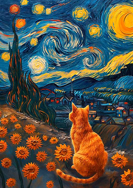 Starry Night Cat