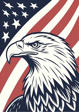 American Eagle with Flag Background