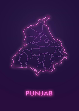Punjab Map Neon Pink