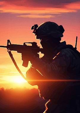 Soldier Silhouette Sunset