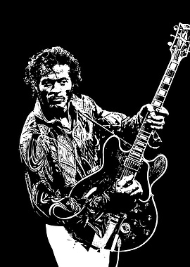 Chuck Berry Black and White Portrait