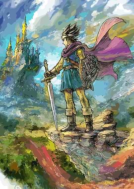 Dragon Quest Hero Standing on Cliff