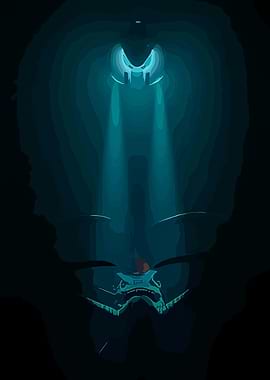 Submarine in Deep Sea Cave