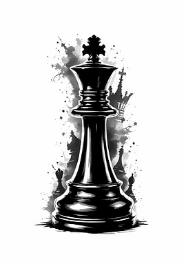 Chess King Piece Black and White