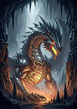 Fiery Dragon in Cave