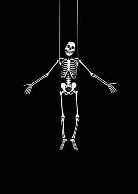 Skeleton Marionette on Black Background
