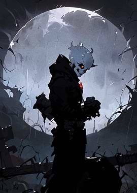 Hooded Figure with Skull Face