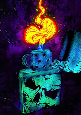 Skull Lighter with Flame