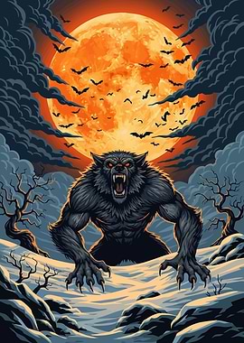 Werewolf howling moon
