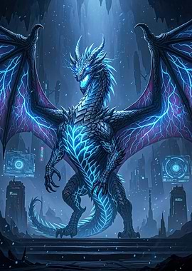 Cyberpunk Dragon with Neon Accents